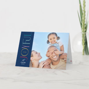 Tarjeta Festiva FOTO DE FAMILIA ALEGRE moderna elegante azul marin