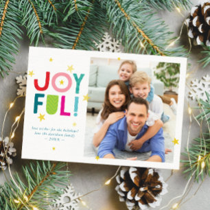 Tarjeta Festiva FOTO DE FAMILIA ALEGRE tipografía divertida y colo