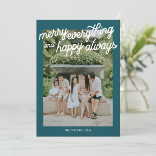 Tarjeta Festiva Foto de familia azul turquesa Alegre Todo Feliz Si