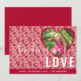 Tarjeta Festiva Foto de familia con corazón rojo para el día de Sa
