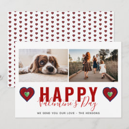 Tarjeta Festiva Foto de familia con corazón rojo y texto con scrip