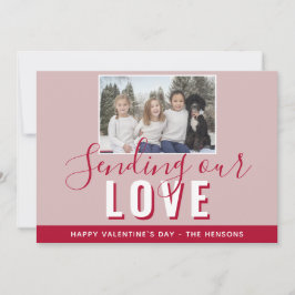Tarjeta Festiva Foto de familia con guión moderno del día de San V