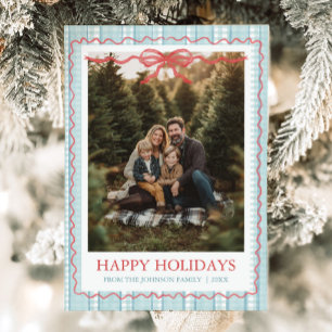 Tarjeta Festiva Foto de familia con lazo azul grandmillenial capri