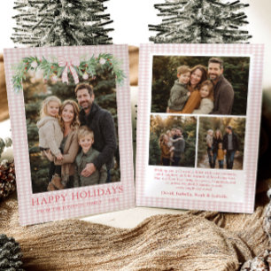 Tarjeta Festiva Foto de familia con lazo azul grandmillenial capri