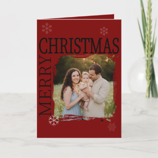 Tarjeta Festiva Foto de familia con pincelada moderna Feliz Navida