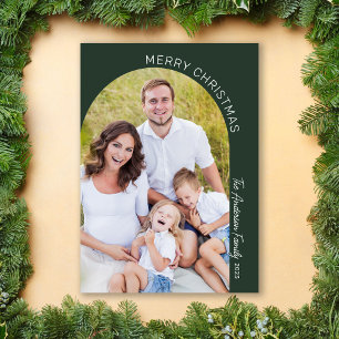 Tarjeta Festiva Foto de familia de arco boho minimalista moderno
