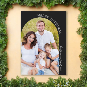 Tarjeta Festiva Foto de familia de arco boho minimalista moderno