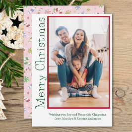 Tarjeta Festiva Foto de familia de colores de Navidades mínimos