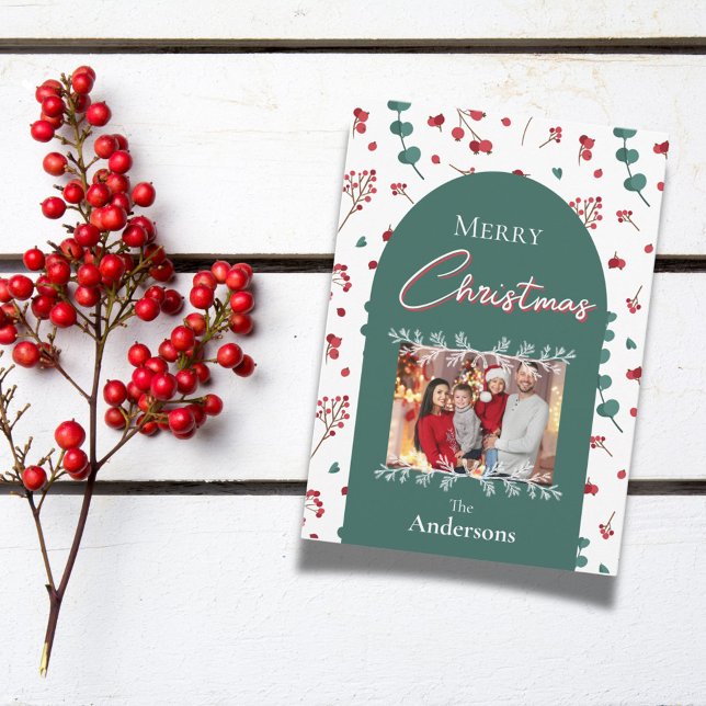 Tarjeta Festiva Foto de familia de follaje botánico de Arch navida (Subido por el creador)