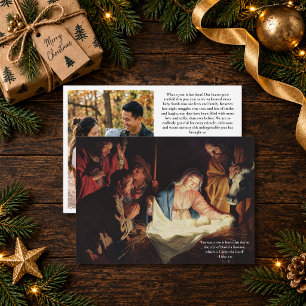 Tarjeta Festiva Foto de familia de la Natividad Clásico Religioso 