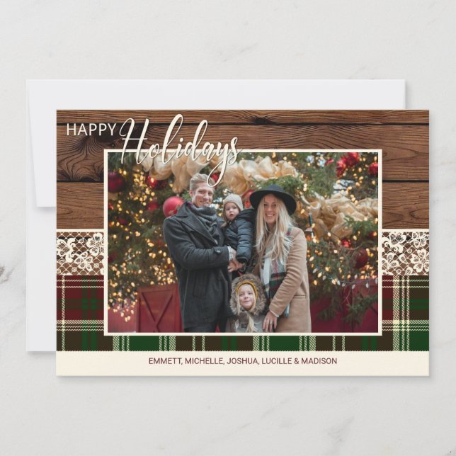 Tarjeta Festiva Foto de familia de Navidades de comida para campo  (Anverso)