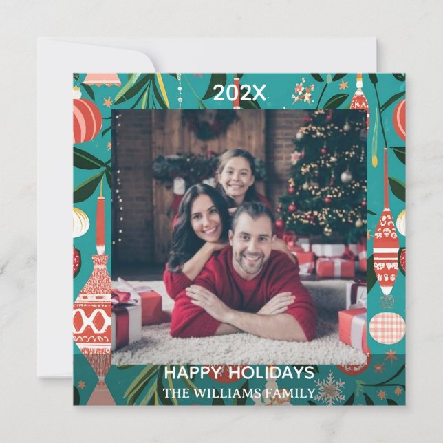 Tarjeta Festiva Foto de familia de Navidades personalizados | Nomb (Anverso)