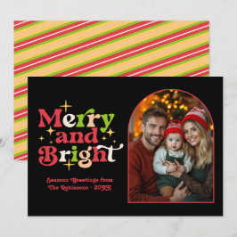 Tarjeta Festiva Foto de familia de Navidades Retro de vacaciones d