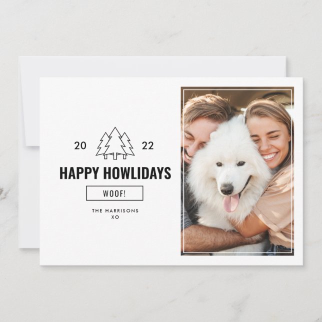 Tarjeta Festiva Foto de familia de perro de Felices Howlidays 2022 (Anverso)