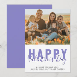 Tarjeta Festiva Foto de familia del Día de San Valentín en púrpura