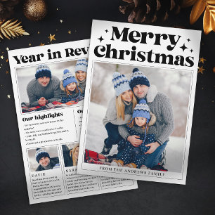 Tarjeta Festiva Foto de familia en el periódico de Navidad: resume