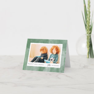 Tarjeta Festiva Foto de familia Felices Fiestas con acuarela moder