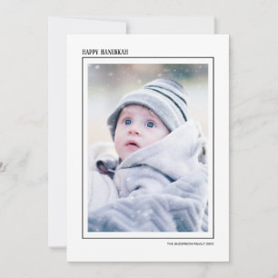 Tarjeta Festiva Foto de familia Feliz Hanukkah con copo de nieve n