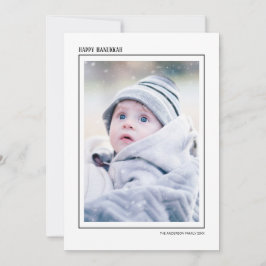 Tarjeta Festiva Foto de familia Feliz Janucá con copo de nieve neg