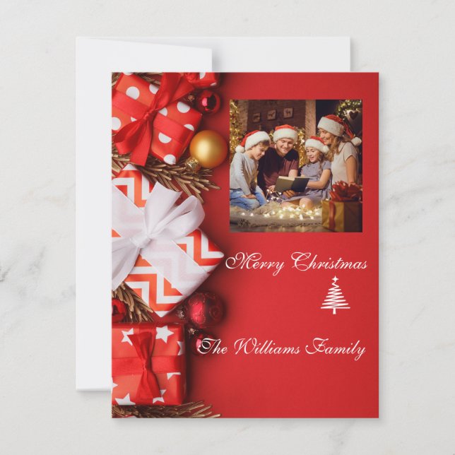 Tarjeta Festiva Foto de familia minimalista (Anverso)