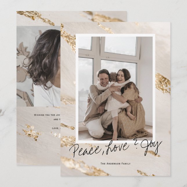 Tarjeta Festiva Foto de familia moderna de saludo de vacaciones de (Anverso / Reverso)