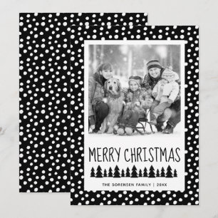 Tarjeta Festiva Foto de Familia Moderna Puntos Blancos y Negros