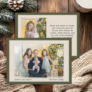 Tarjeta Festiva Foto de Familia Moderna Verde Felices Fiestas