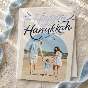 Tarjeta Festiva Foto de familia moderna y feliz de Hanukkah