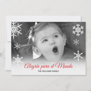 Tarjeta Festiva Foto de familia roja del EL Mundo de Alegría para