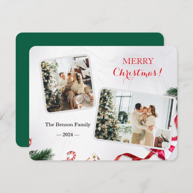 Tarjeta Festiva Foto de Family Cute Merry Christmas 2 (Anverso / Reverso)