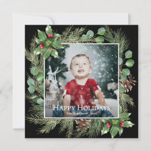Tarjeta Festiva Foto de Felices Fiestas con Verdor Cuadrado