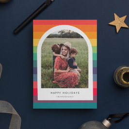 Tarjeta Festiva Foto de Felices Fiestas de Arco Iris Moderno