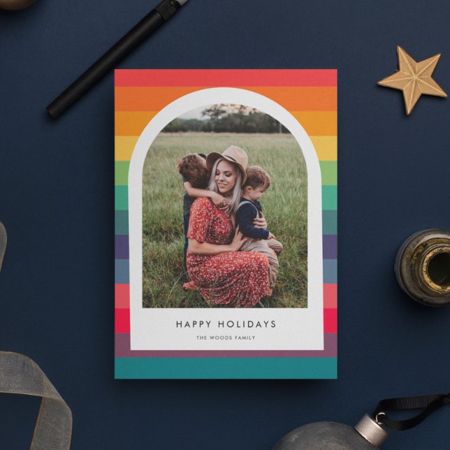 Tarjeta Festiva Foto de Felices Fiestas de Arco Iris Moderno (Subido por el creador)