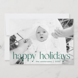 Tarjeta Festiva Foto de Felices Fiestas en Verde Estilo Simple