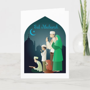Tarjeta Festiva Foto de felicitación familiar de Eid Mubarak