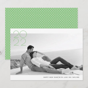 Tarjeta Festiva Foto de Feliz Año Nuevo 2022 en verde salvia moder