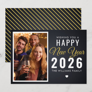 Tarjeta Festiva Foto de Feliz Año Nuevo 2026 Simple Moderna 