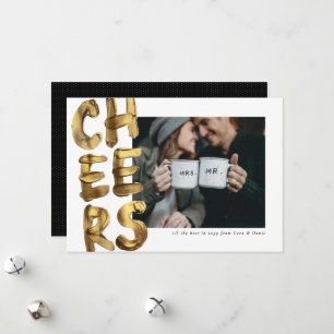 Tarjeta Festiva Foto de Feliz Año Nuevo Cheers dorado