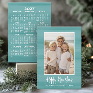 Tarjeta Festiva Foto de Feliz Año Nuevo con calendario 2027
