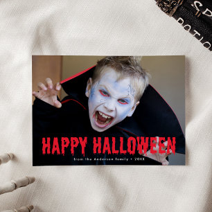Tarjeta Festiva Foto de Feliz Halloween con sangre que gotea