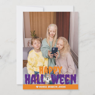Tarjeta Festiva Foto de Feliz Halloween de telaraña naranja espelu