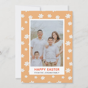 Tarjeta Festiva Foto de Feliz Pascua de Flor Simple Moderna Elegan