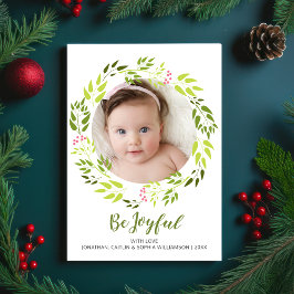 Tarjeta Festiva Foto de feriado botánico de Be Joyful Navidades