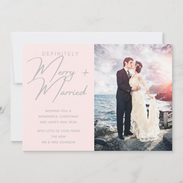 Tarjeta Festiva Foto de feriado de Navidades casados y merry recié (Anverso)