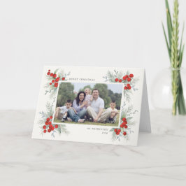 Tarjeta Festiva Foto de feriado de Navidades de Berias Rojas pinta