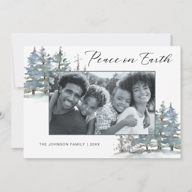 Tarjeta Festiva Foto de feriado de Navidades modernos de Peace on  (Anverso)