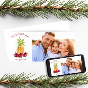 Tarjeta Festiva Foto de feriado de piña floral de Mele Kalikimaka