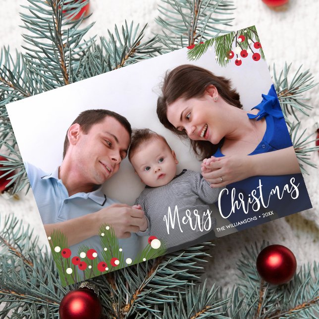 Tarjeta Festiva Foto de feriado navideño botánico Pine Berry (Subido por el creador)