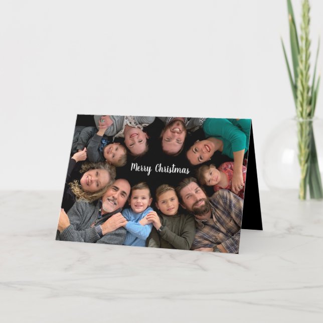 Tarjeta Festiva Foto de feriado navideño familiar (Anverso)