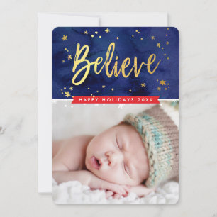 Tarjeta Festiva FOTO DE FESTIVIDAD DE oro cree a navidades mágicos